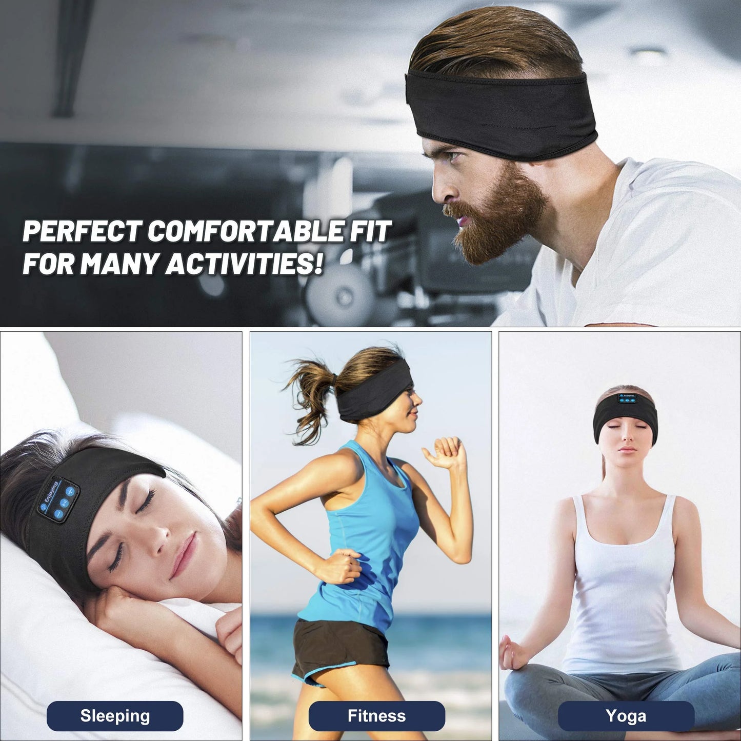 Sleep Headphones Wireless, Bluetooth Sports Headband Headphones with Ultra-Thin HD Stereo Speakers Perfect for Sleeping,Workout,Jogging,Yoga,Insomnia, Air Travel, Meditation